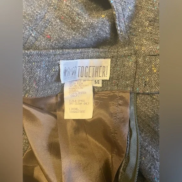 TOGETHER Women’s 2 PC Suit Gray Speckled Wool Blend Tweed  Size 14 - Picture 13 of 16